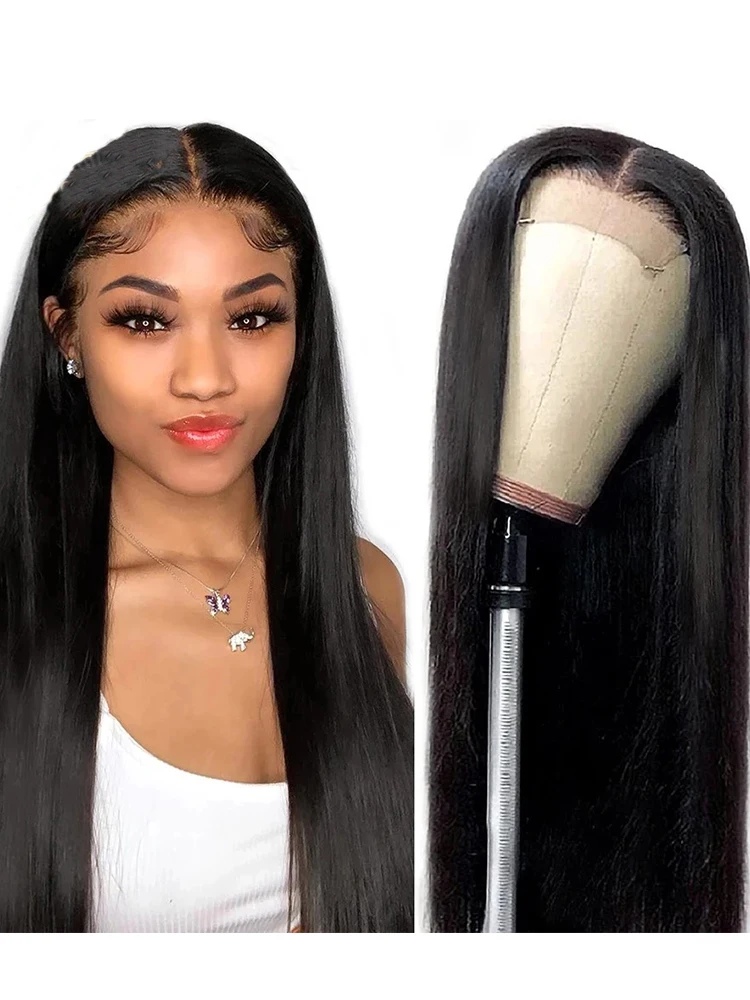 13x4 Frontal Wig Straight Natural Hair Wig Brazilian Remy Human Hair Lace Front Wig 4x4 Lace Closure Wig For Women Pre-Plucked