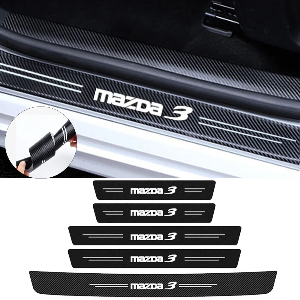 

Car Door Threshold Sill Protector Sticker for Mazda 3 Mazda M3 Logo 2021 2020 2019 2018 2017 2016 2015 Rear Trunk Bumper Decals