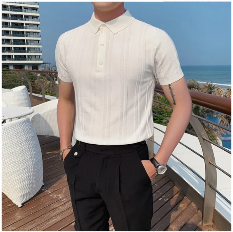 

Men T Shirt 2023 Summer Men's Short-sleeved Sweater Lapel T-shirt Youth Pullover Top Casual Youth Men's Clothing