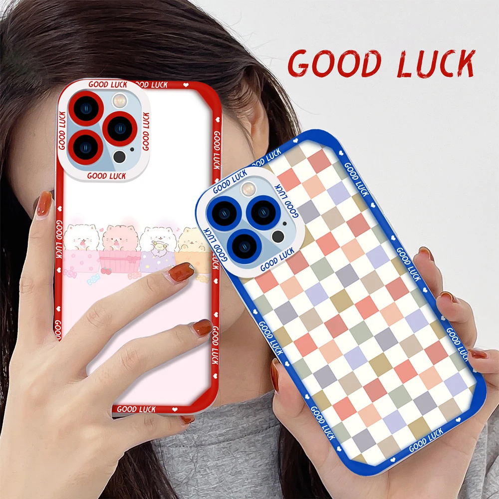 

Cartoon Kawaii Bear for IPhone 11 Pro Max Case for IPhone 13 12 Mini XS X XR 7 8 Plus SE 2020 Clear TPU Lens Protection Cover