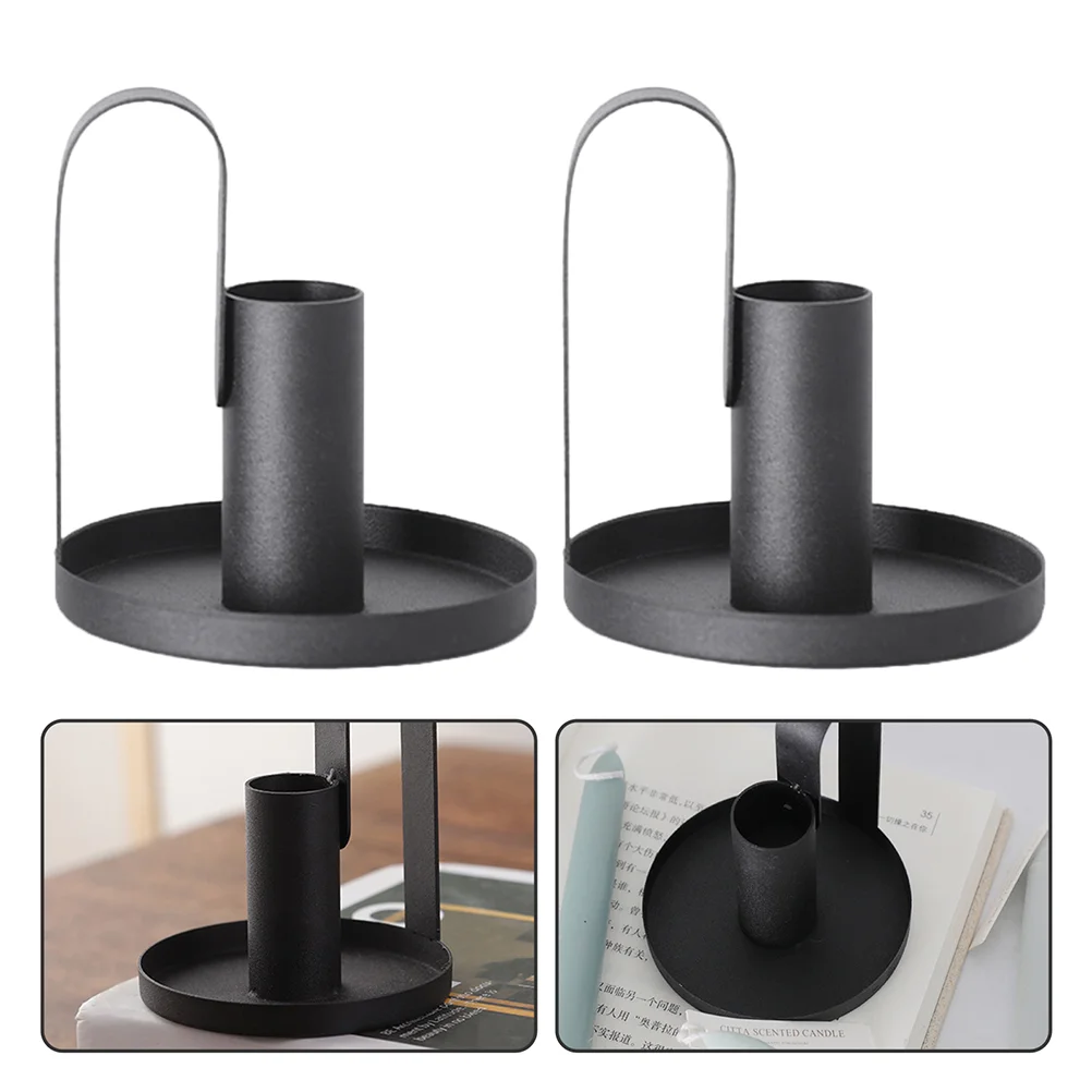 

2Pcs Iron Art Candlesticks Tabletop Candle Holders Wedding Party Candlesticks Tabletop Decors