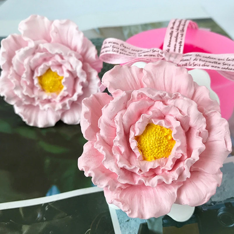 

Large Peony Candle Wax Silicone Soap Molds Fondant Handmade Clay Resin Plaster Mold Decorating Home Decor Baking Tool New