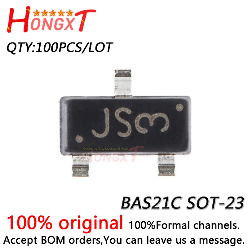 

100PCS 100% NEW UMW BAS21C JS3 SOT-23 250V/200mA