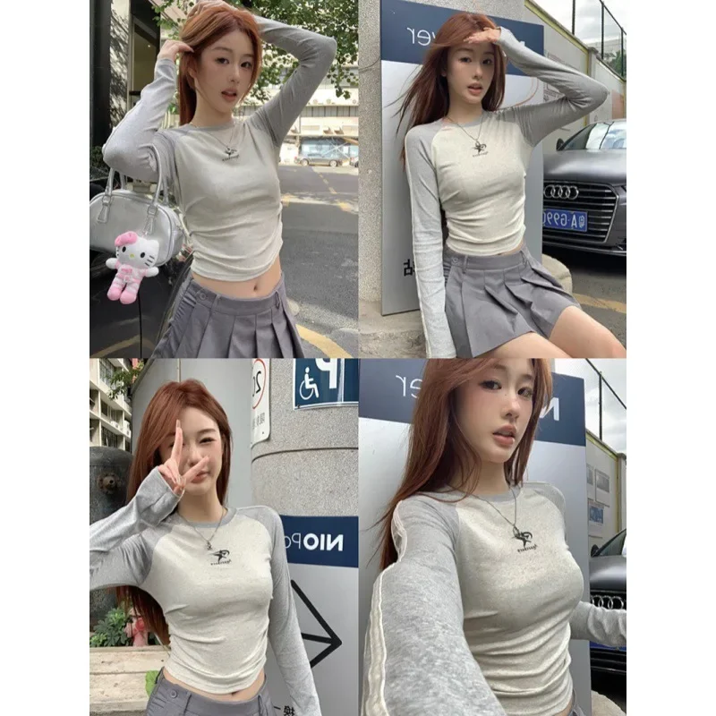 Женская милая пряная футболка реглан с длинным рукавом модная весенне-осенняя