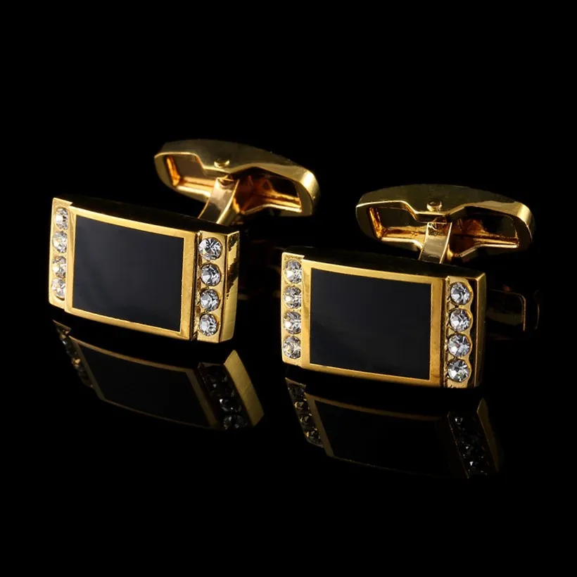 

Black Crystal Square Enamel Shirt Cufflinks Men's French Cuff Button Business Buttons Wedding Cufflink Luxury Gifts for Men