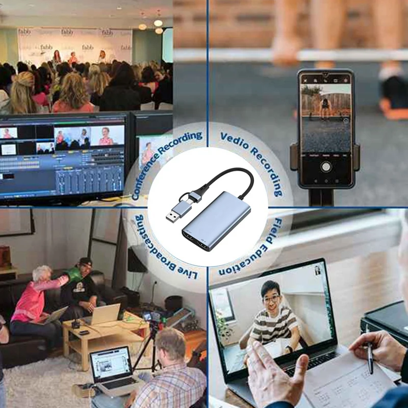 

USB TYPE-C3.0 2-In-1 Video Capture Card 4K 60HZ 1080P HD Video Game Live Teaching Capture And Recording With Loop Out