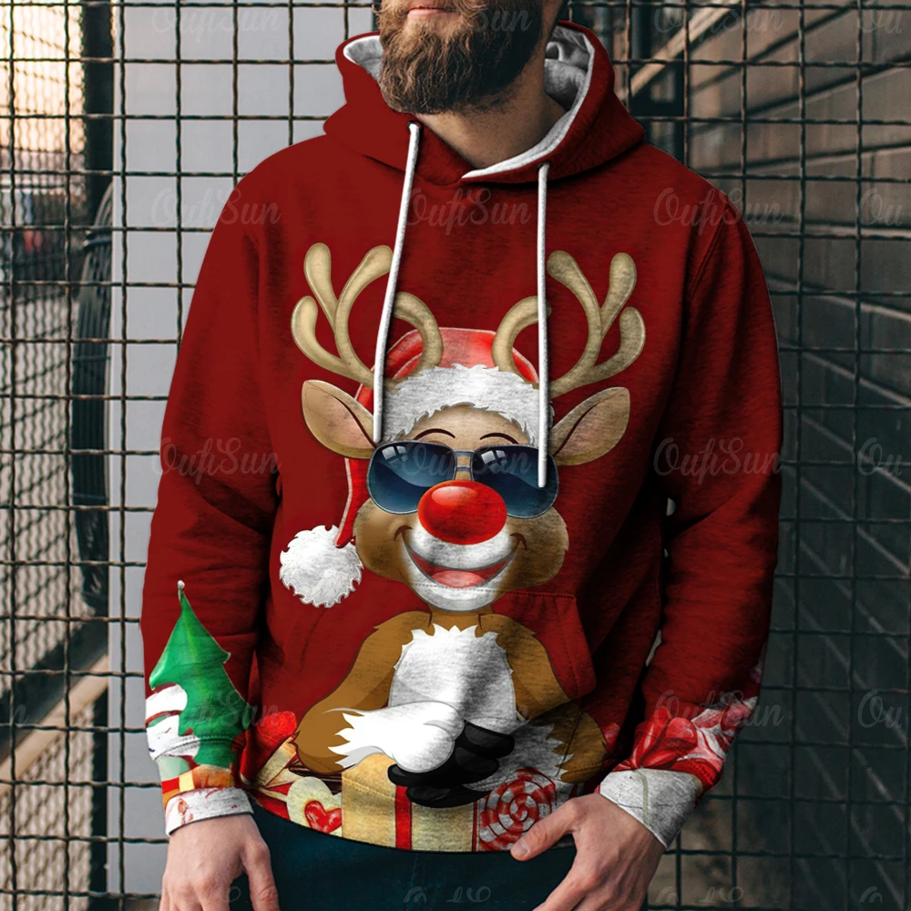 

Свитшот мужской с капюшоном, пуловер с 3d рождественским принтом, Повседневная модная кофта, Толстовка Оверсайз, одежда на осень-зиму