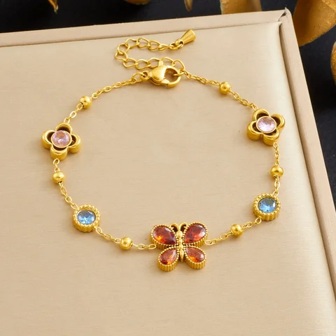 DIEYURO Женский браслет из нержавеющей стали с цирконами