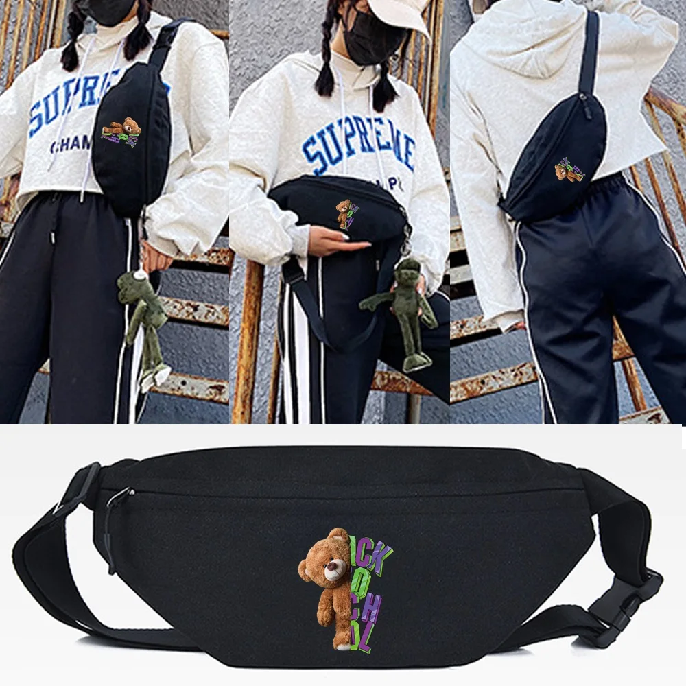 

Fashion Alphabet Bear Print Waist Bag Casual Male Women Black Fanny Pack Messenger Shoulder Bag Sport Chest Bag Sundries Handbag