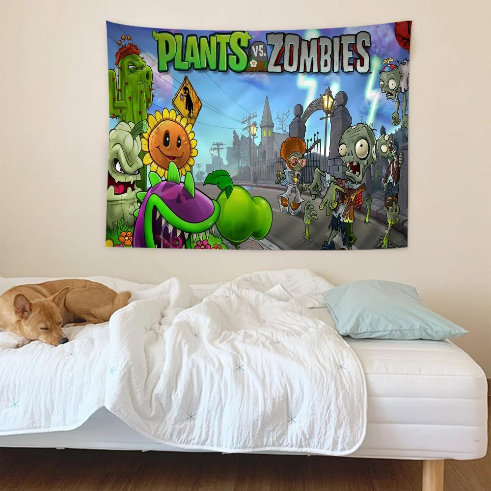 Игра P-Plants Vs. Z-Zombies Большой настенный гобелен с принтом Висит Таро Хиппи Настенные