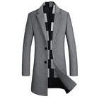 Осень-зима 2021, шерстяное пальто, мужской деловой Тренч средней длины, однотонное теплое шерстяное пальто из бутика