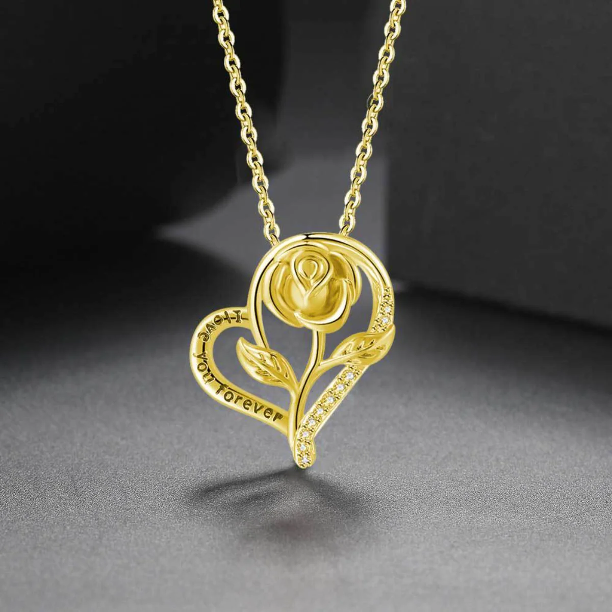 

Love Rose Personality Pendant Women's Necklace Valentine's Day Holiday Exquisite Gift Luxury Beautiful Charm Women's Jewelry