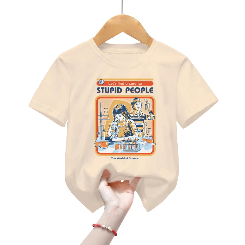 

Детская футболка с принтом давайте найдем лекарство для глупых людей, осенние ретро топы для девочек в стиле 90-х, мультяшная футболка в стиле Харадзюку, модная одежда для мальчиков