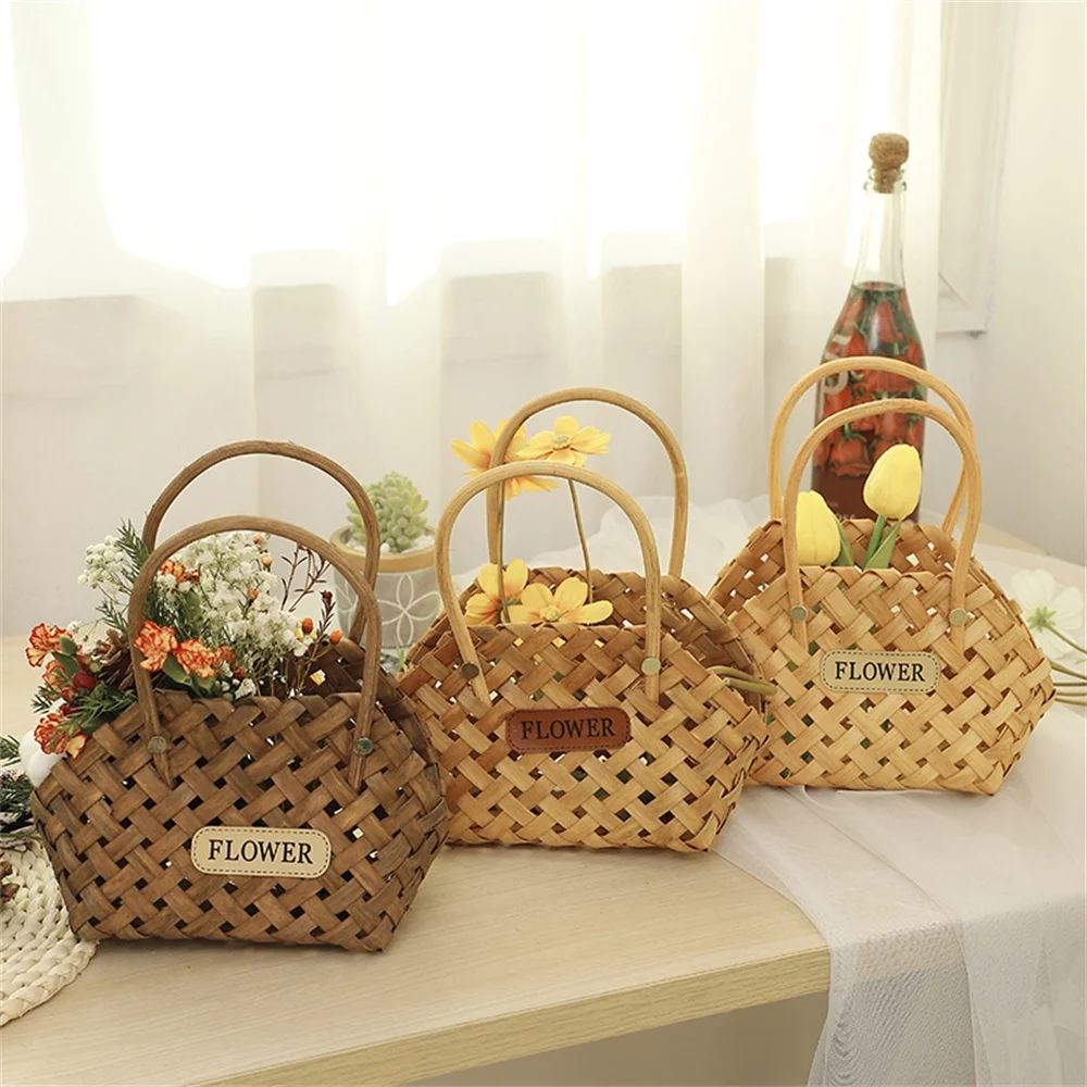 

Girl Bamboo Basket Decorative 2023 Storage Basket Portable Multifunctional Cachepot Organization Storage Wicker Or Bamboo