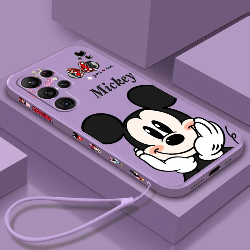 

Disney Minnie Mickey Cool Art Phone Case For Samsung Galaxy S23 S22 S21 S20 FE S10 Plus Lite Ultra 5G TPU Liquid Left Rope Cover