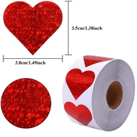 500pcs red heart shape labels valentines day paper packaging sticker candy dragee bag gift box packing bag wedding