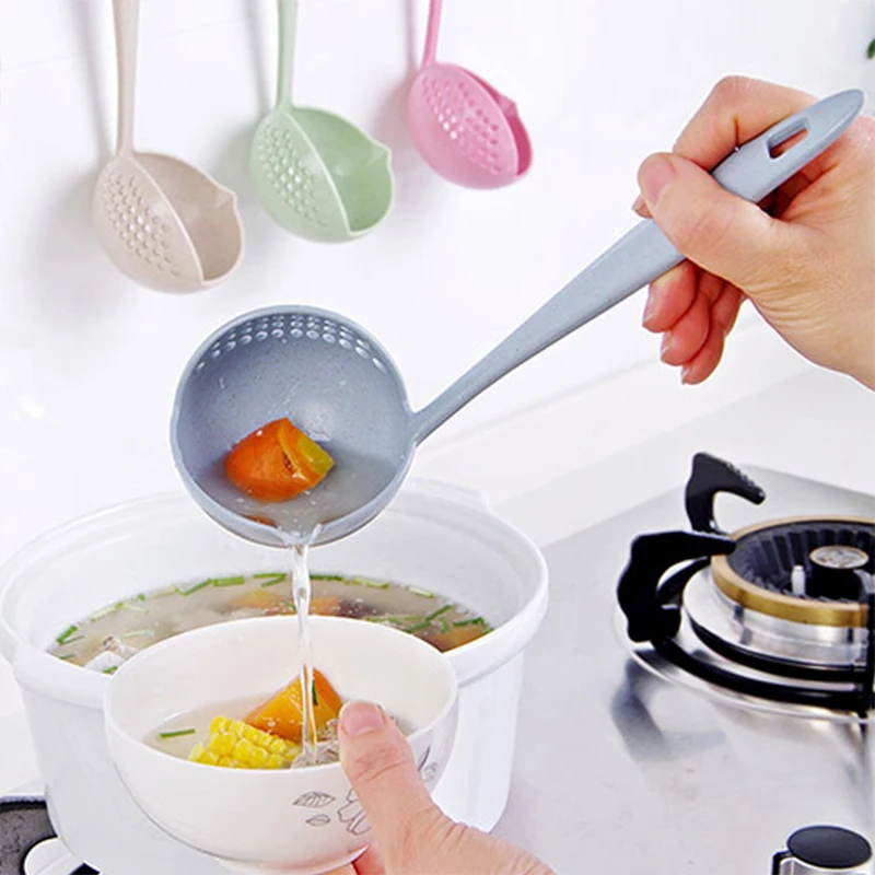 

Multifunctional Soup Spoon Long Handle Kitchen Strainer Solid Cooking Colander Kitchen Scoop Plastic Tableware Kitchen Gadgets