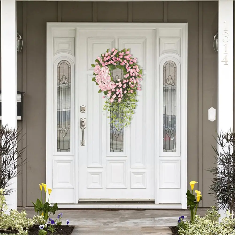 

Новый цветной венок тюльпанов, пасхальное украшение для двери, сада, дома, свадьбы, сказочный эльф, Декор, ангел, фоновое украшение Dec N4l5