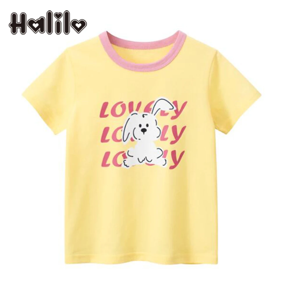 

Halilo Kids Tshirt Cotton Letter Print Birthday Princess Girls Summer Clothes