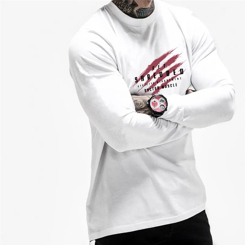 

2022 Spring and Autumn New Men's Long-sleeved Round Neck T-shirt Brand Men's Top Cotton Running Fitness Sports T-shirt