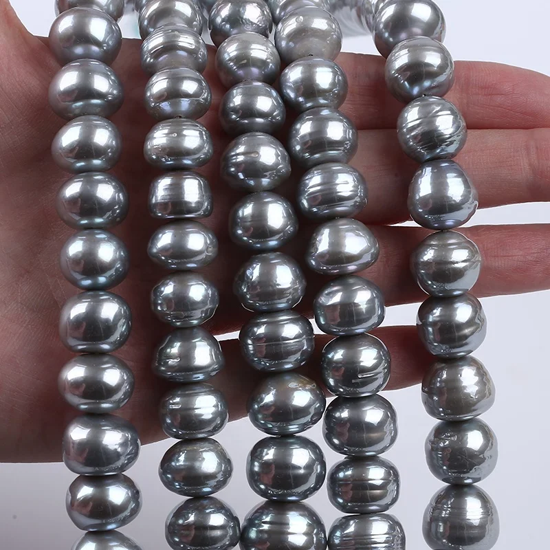 

Wholesale 11-15mm Plating bright oil freshwater loose button pearls beads string strand for jewelry making