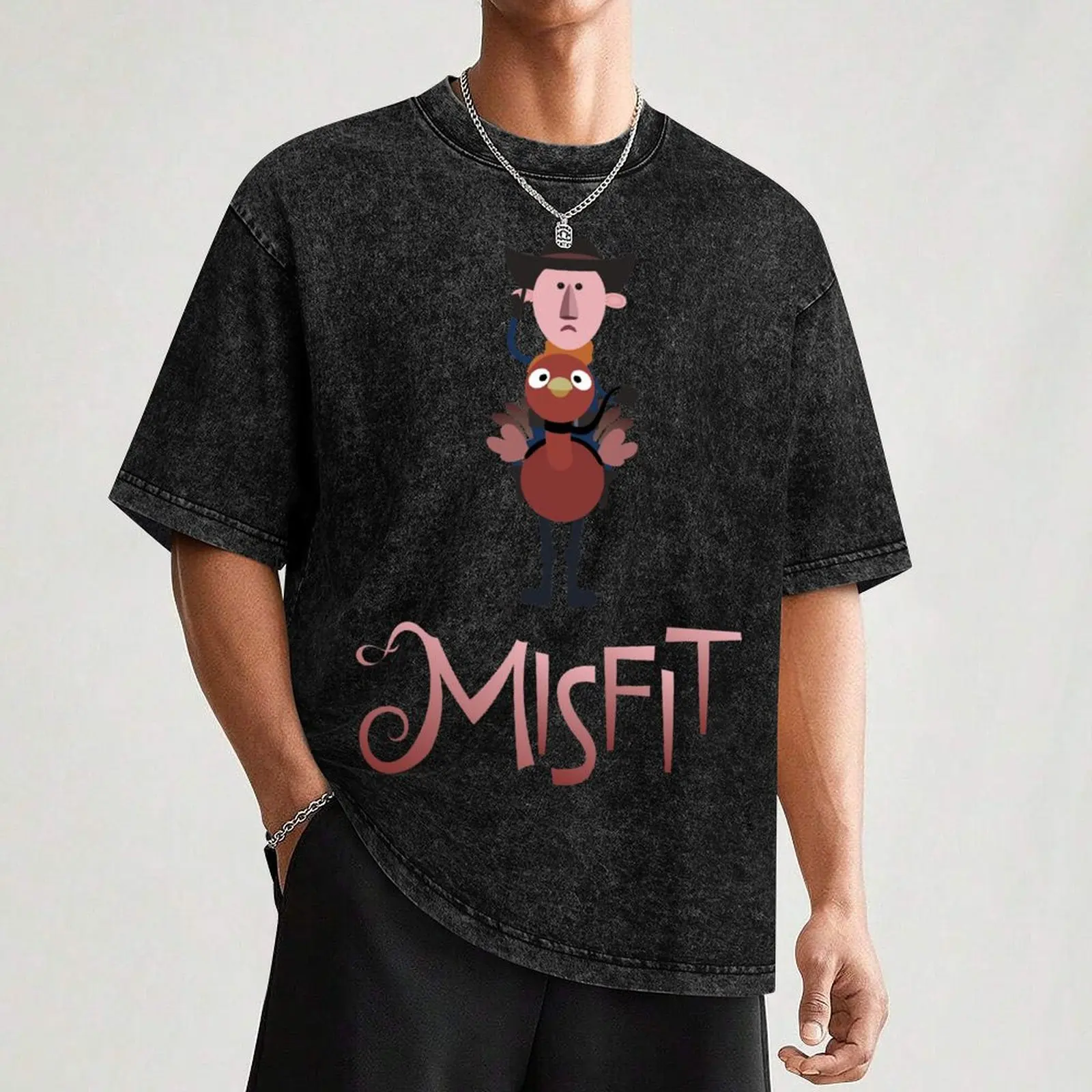 Футболка Misfits-Kowboy Riding an Ostrich винтажная одежда рубашка на заказ роскошная черные