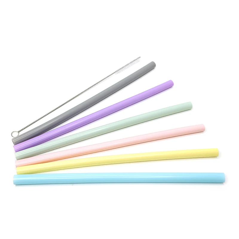 

6Pcs Reusable Silicone Drinking Straws Set Extra Long Flexible Straws with Cleaning Brushes for Bar Party Straws