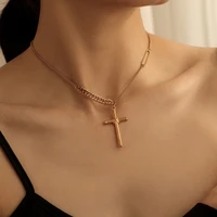 fashion trend retro exquisite stainless steel cross pendant simple clavicle necklace womens jewelry anniversary gift wholesale