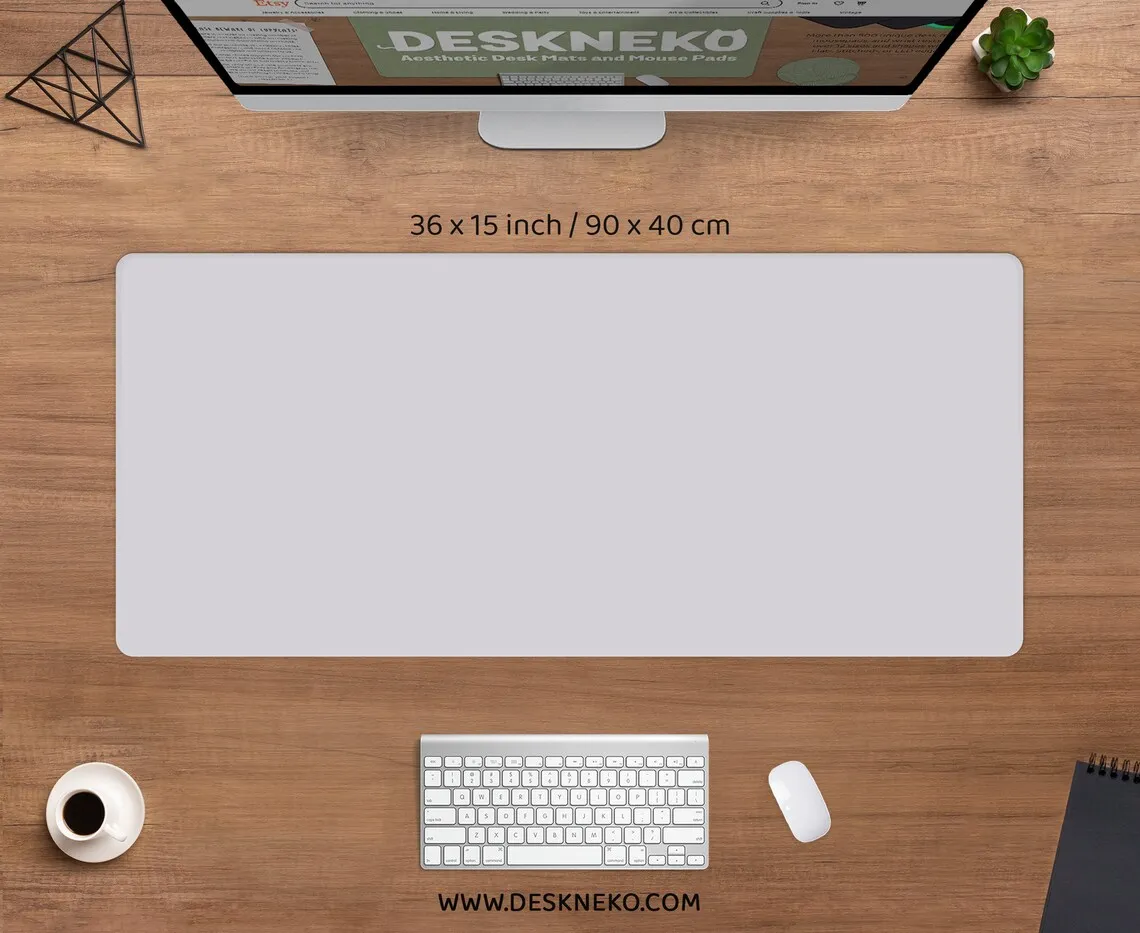 Серый настольный коврик Off White Plain Mouse Pad Светло-серый мягкий для клавиатуры Deskmat XXL
