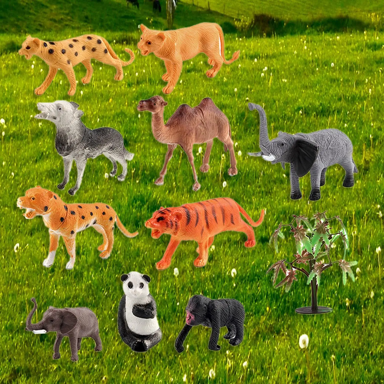 

Фигурки животных, 11 шт., топпер для торта, игрушка для раннего обучения для детей