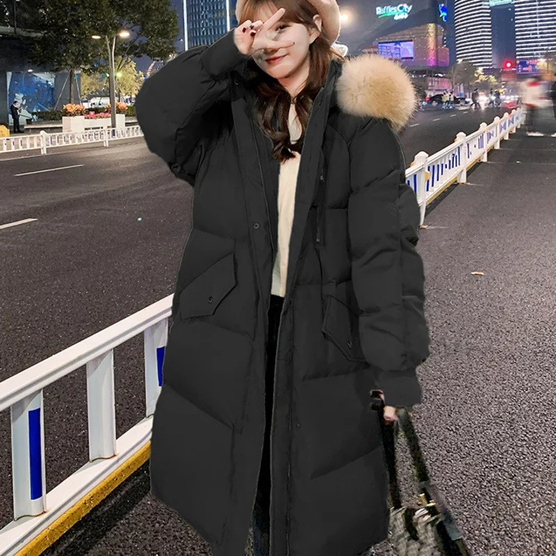 2022 New Winter Thickened Cotton Jackets Women Bread Fur Coat Long Down Cotton Coats Women's Korean Version Loose Womens Clothes