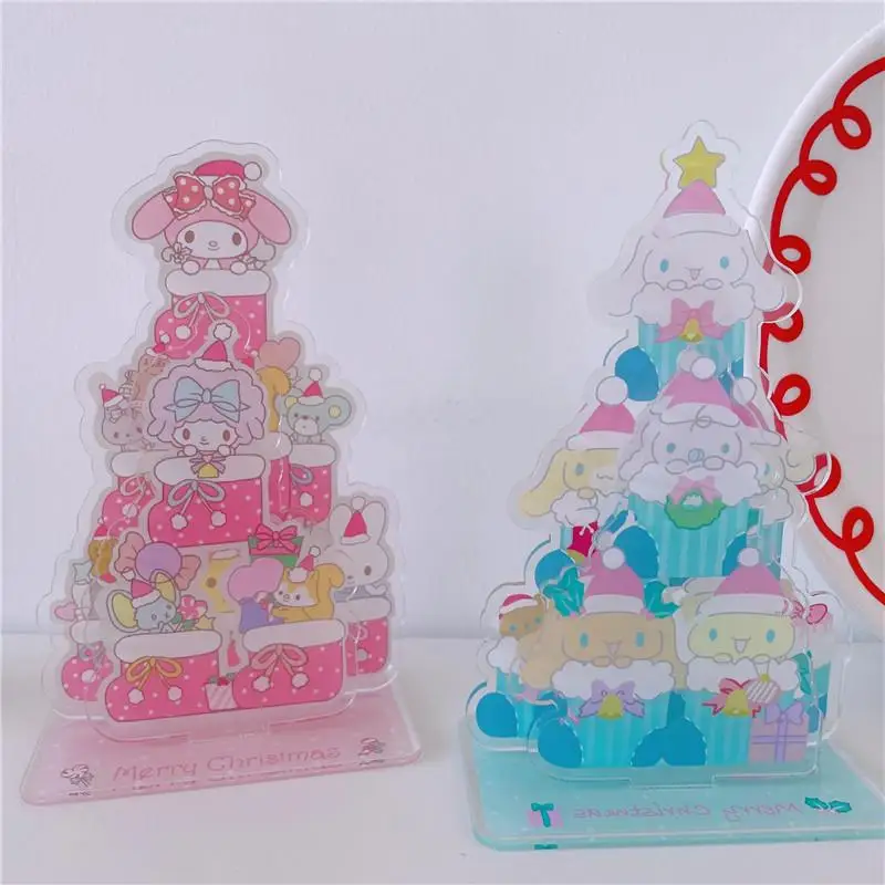 Cartoon Decorative Ornament Melody Cinnamoroll Kuromi Sanrio Acrylic Material Stand Anime Figure Christmas Doll Gifts Festival