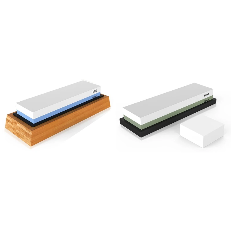 

Bestsharpening Stone 2 Side Grit 1000/6000 Whetstone Knife Sharpener Waterstone Nonslip Bamboo Base & Angle Guide & Premium Shar