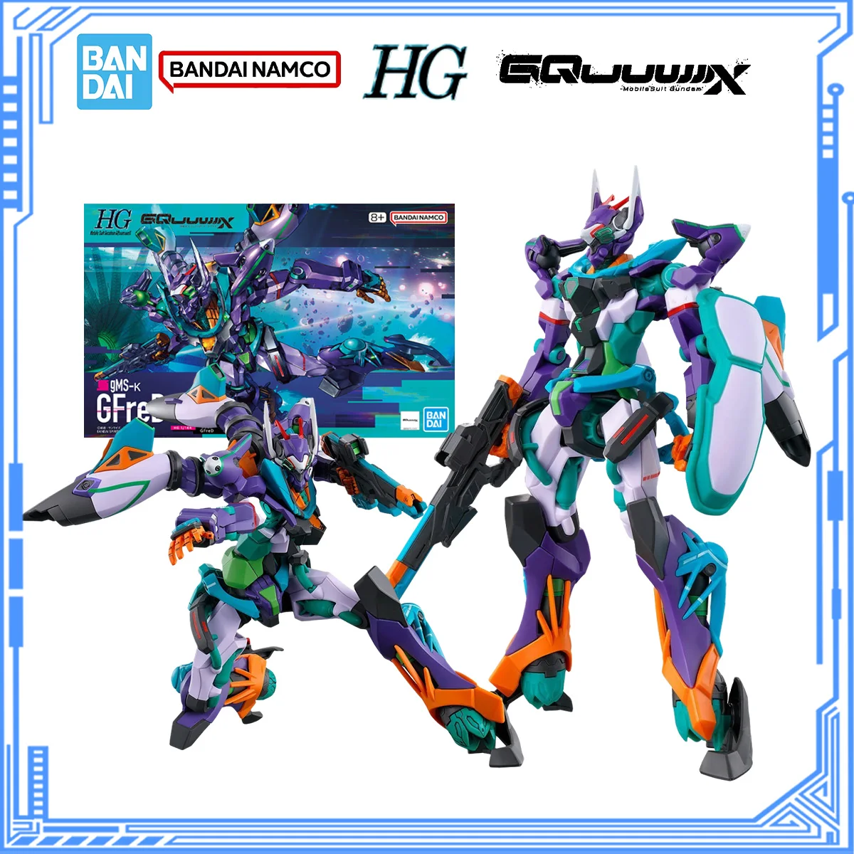Фото Bandai натуральная модель Gundam Gquuuux, комплект аниме-фигурок HG MSGG GFreD ction, подвижная коллекционная модель для мальчиков, игрушки №1
