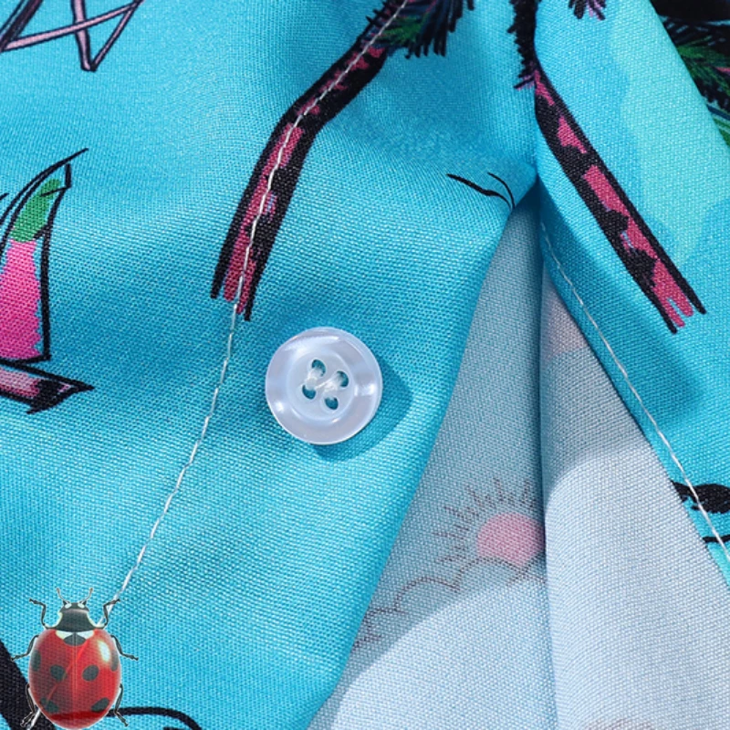 Blue Hawaii Coconut Print Beach Shirt