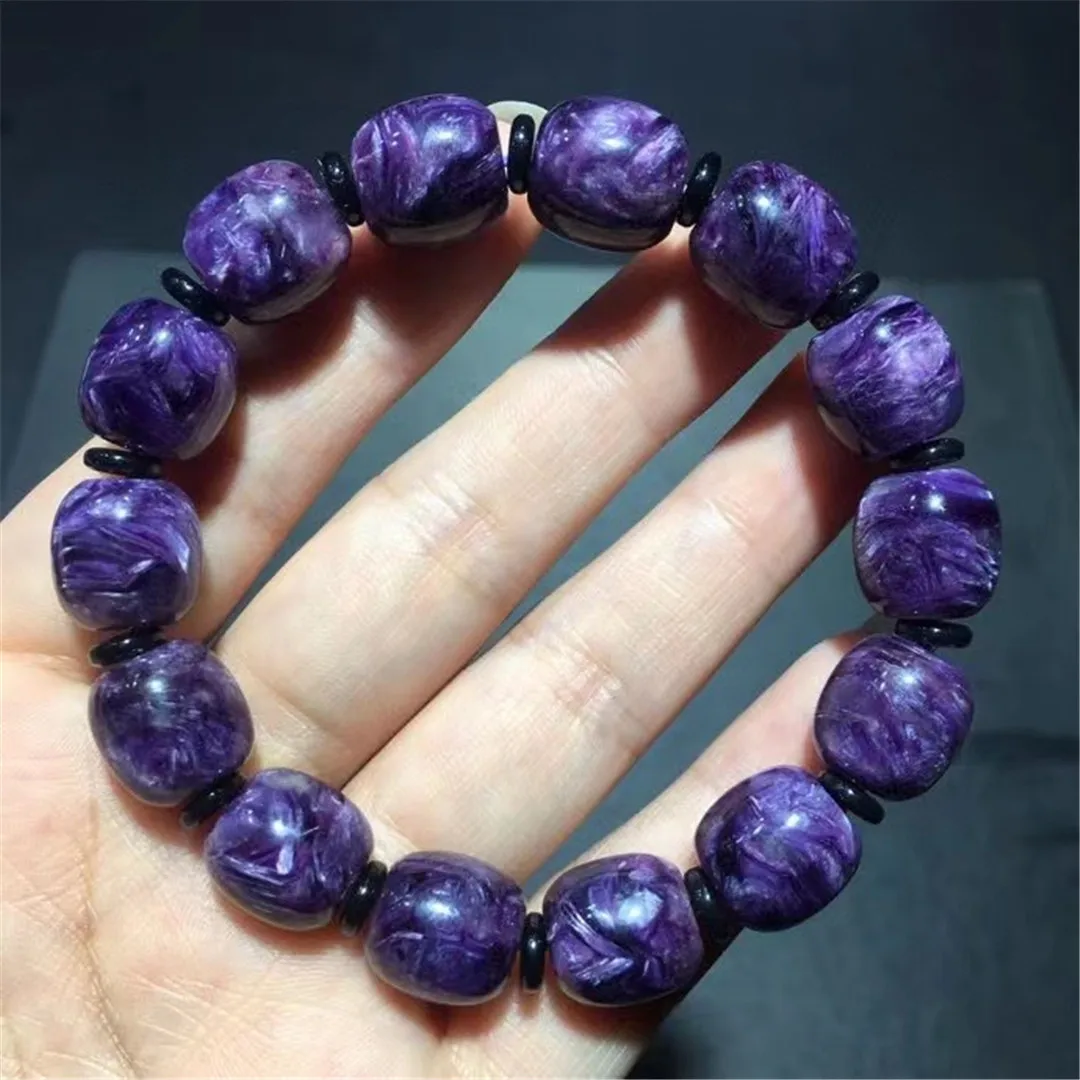 

11mm Natural Purple Charoite Bracelet Jewelry For Women Lady Men Wealth Healing Gift Reiki Crystal Beads Stone Strands AAAAA