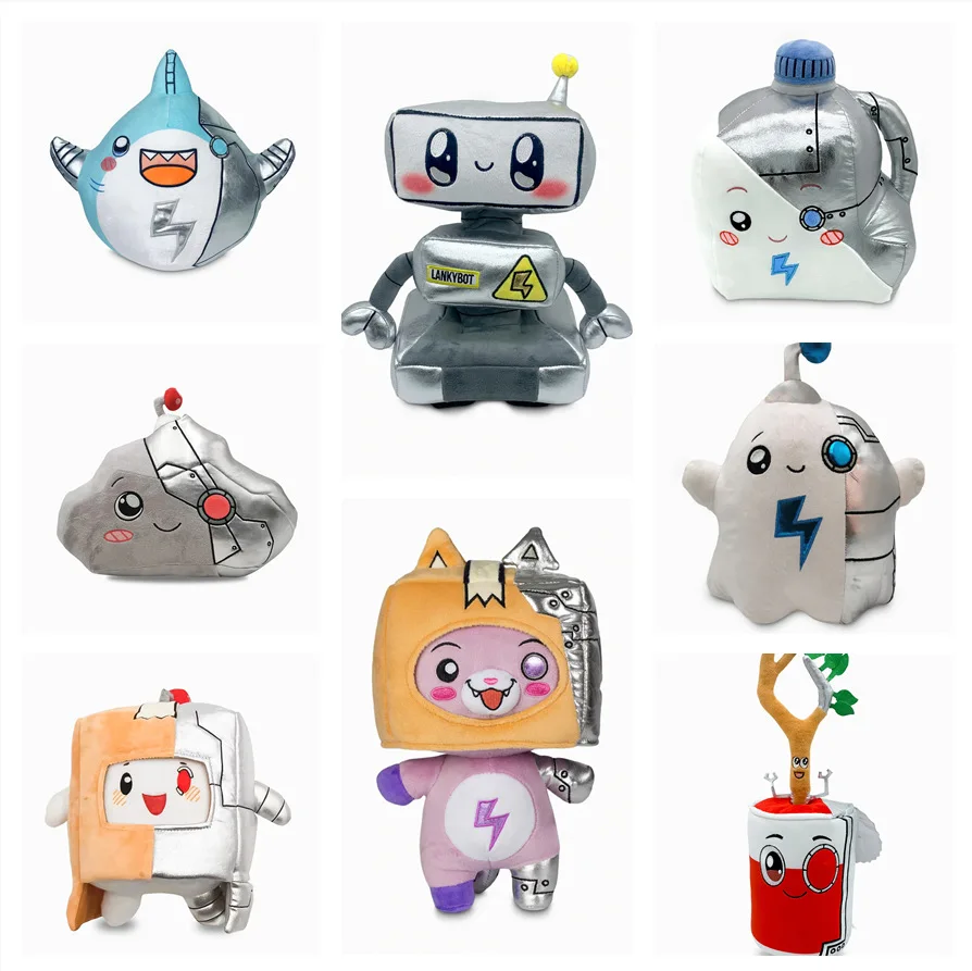 

New Lankybox Thicc Shark Cyborg Plush with light Boxy Cyborg Plush Toy Foxy Boxy Shark Plush Kawaii Toy Chidren's 20-40cm