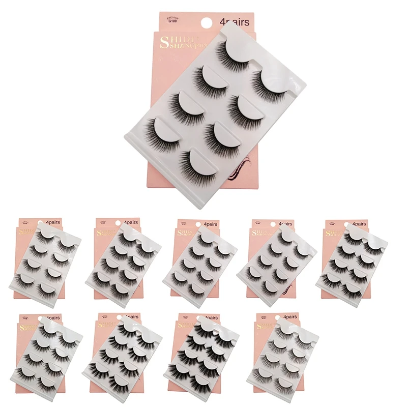 

3D норковые накладные ресницы 4 пары ручной работы натуральные густые Искусственные ресницы для наращивания