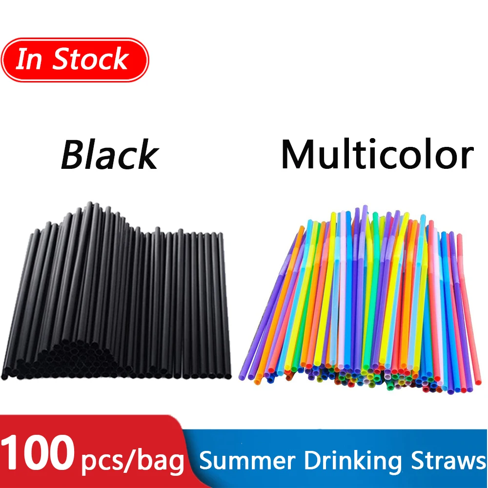 

100Pcs Cocktail Straws Plastic Elbow Birthday Disposable Drink Tube For Kitchen Beverage Accessories Plaatic Party Drinks Straw