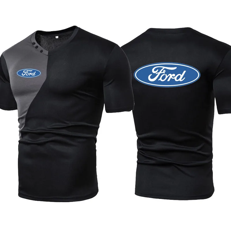 

Футболка мужская с круглым вырезом, 100% хлопок, повседневная, с принтом логотипа автомобиля Ford, цветная, прошитая, на лето