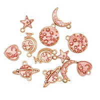 30pcslot enamel pink sun moonstars charms alloy metal kc gold color universal pendants for diy earrings jewelry making crafts