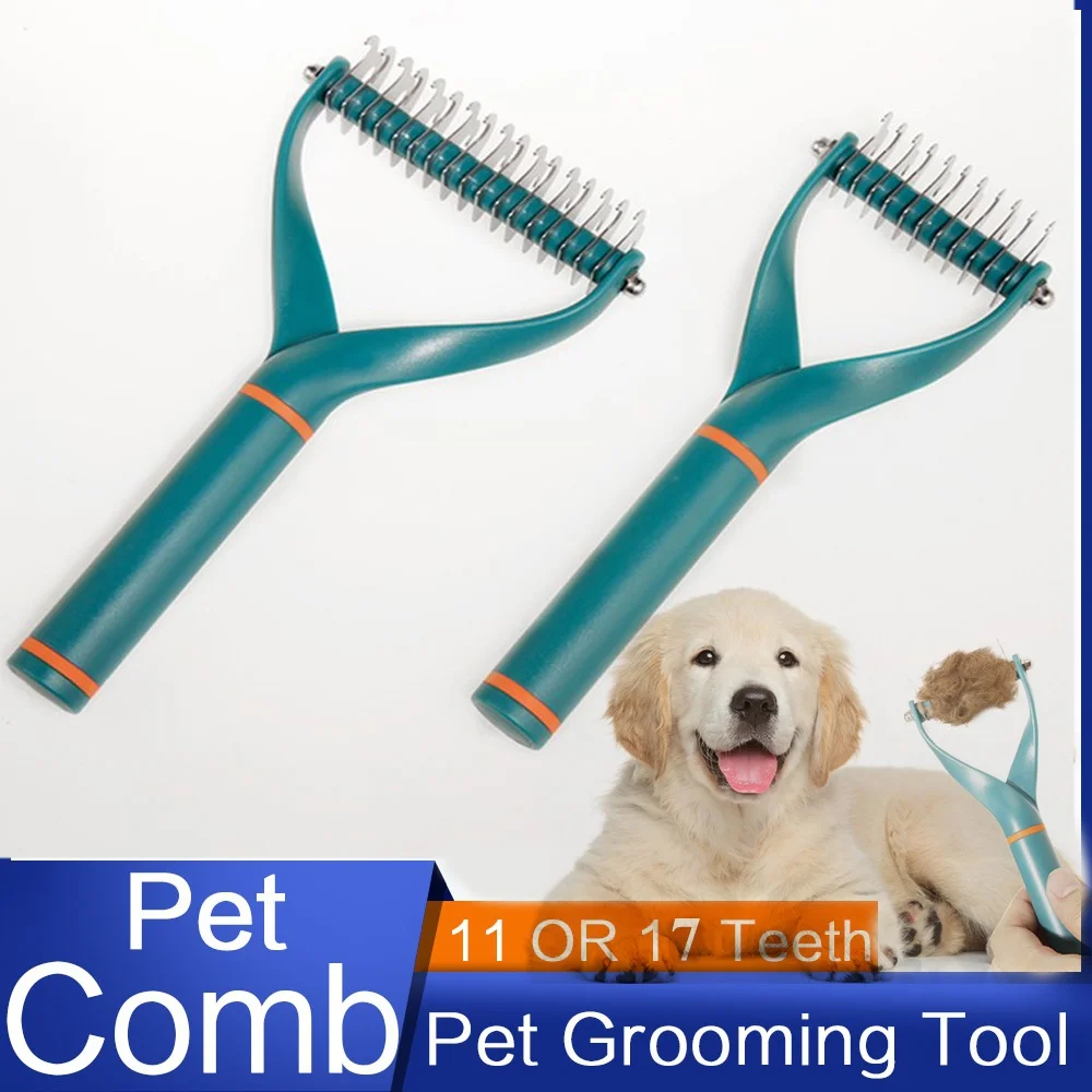 

Pet Grooming Comb Nail Tweezers Comb Pet Hair Removal Dog Hair Opening Artifact Double-sided Opening Knot Push Comb Needle Comb