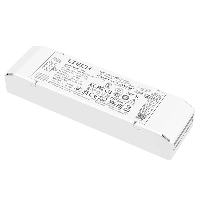 Приглушаемый драйвер LTECH 0-10 В 12 Вт 100 мА-500 мА 20 100-700 30 200 мА-800 40 300 мА-1050 NFC CCT