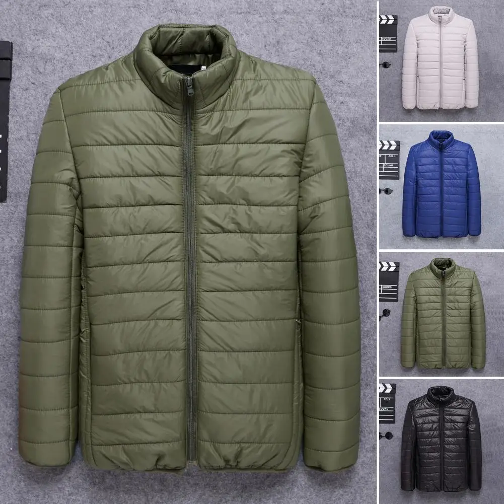 

Men Overcoat Trendy Lightweight Stand Collar Coat Fine Stitching Pockets Men Coat
