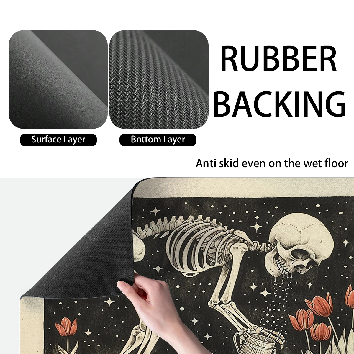 Абсорбирующий коврик для Хэллоуина с черепом и звездами нескользящий сушки