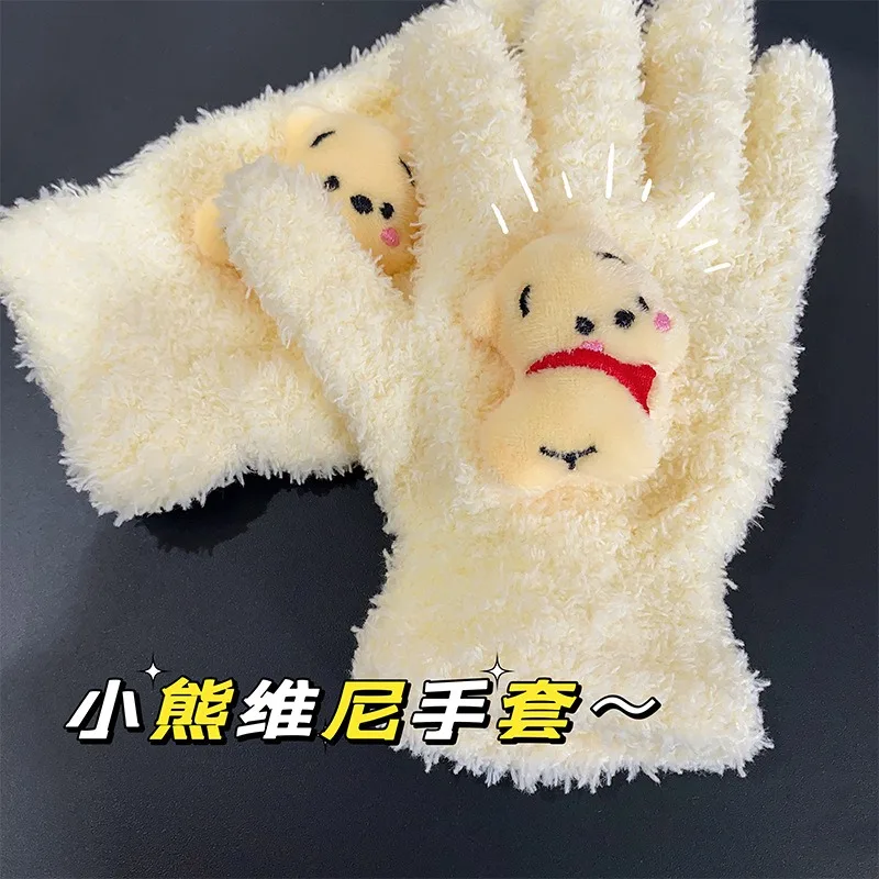 Перчатки Винни-Пух Диснея Женские Милые Мягкие Теплые Из Кораллового Флиса