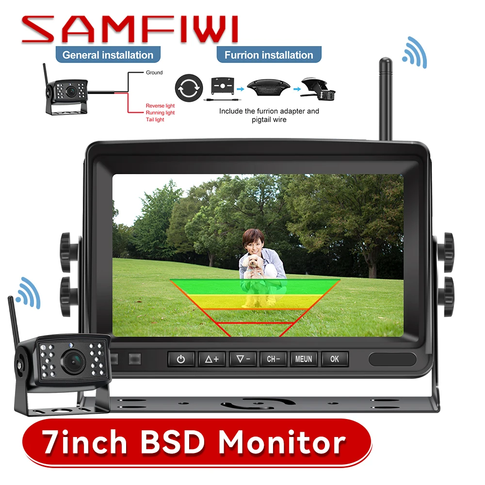 7-дюймовый HD-монитор радар для слепых зон BSD сигнализация DVR запись разделенный