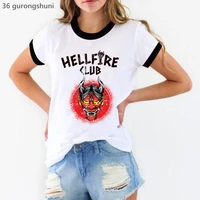 hellfire club graphic print tshirt womens clothing stranger things 4 t shirt femme harajuku shirt summer fashion female t shirt