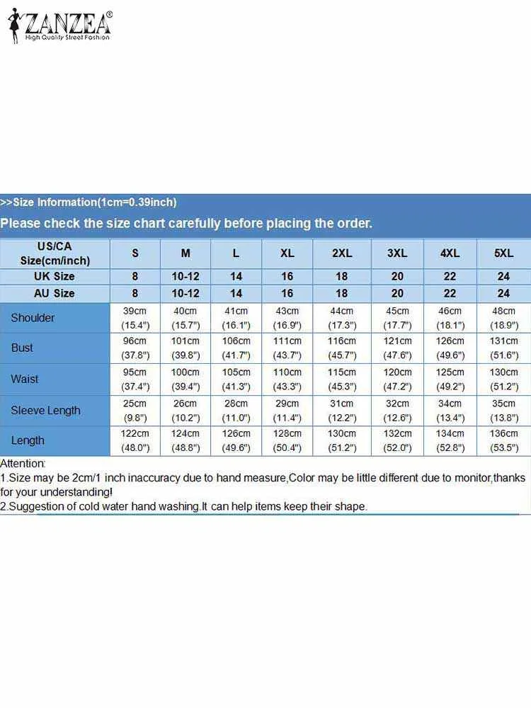 Платье ZANZEA женское однотонное длинное Элегантное повседневное Макси-платье с