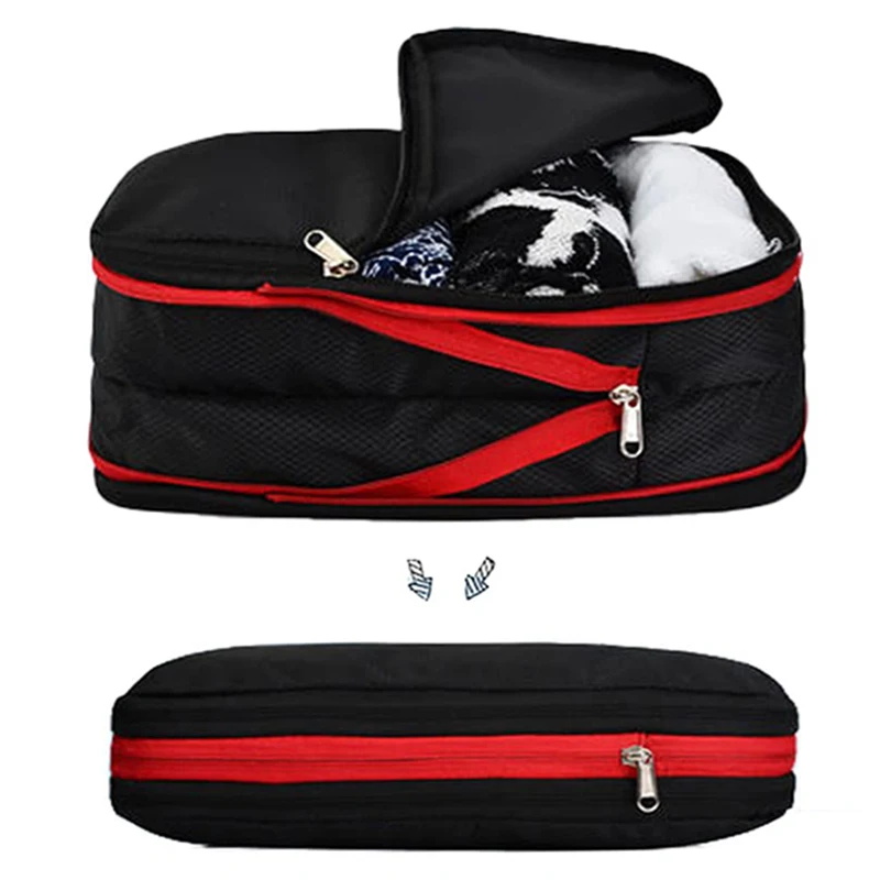 

Nylon Travel Compression Packing Cubes Double Layer Portable Pouch Zipper Waterproof Storage Bags for Clothing Shoes Suitcases